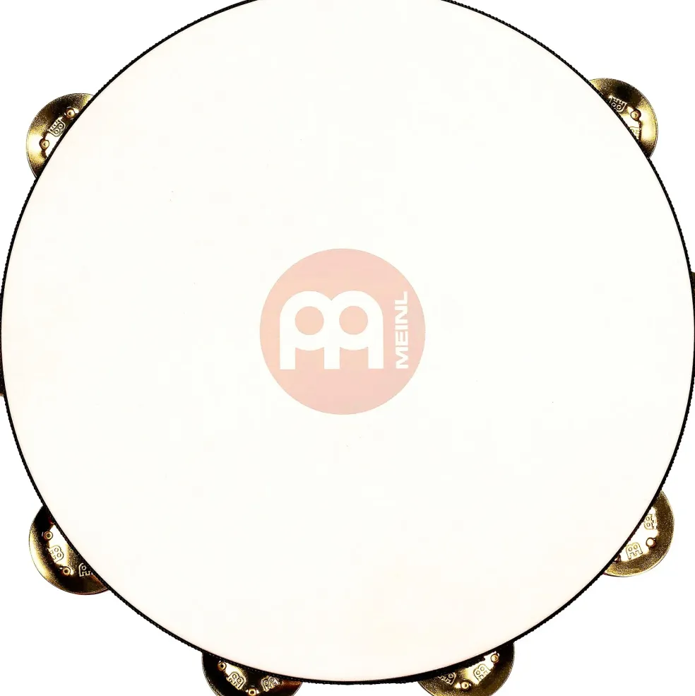 MEINL Traditional Goat-Skin Wood Tambourine Two Rows Brass Jingles