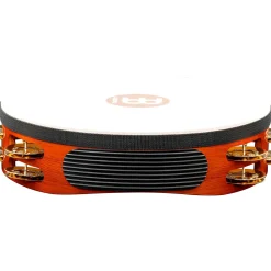 MEINL Traditional Goat-Skin Wood Tambourine Two Rows Brass Jingles