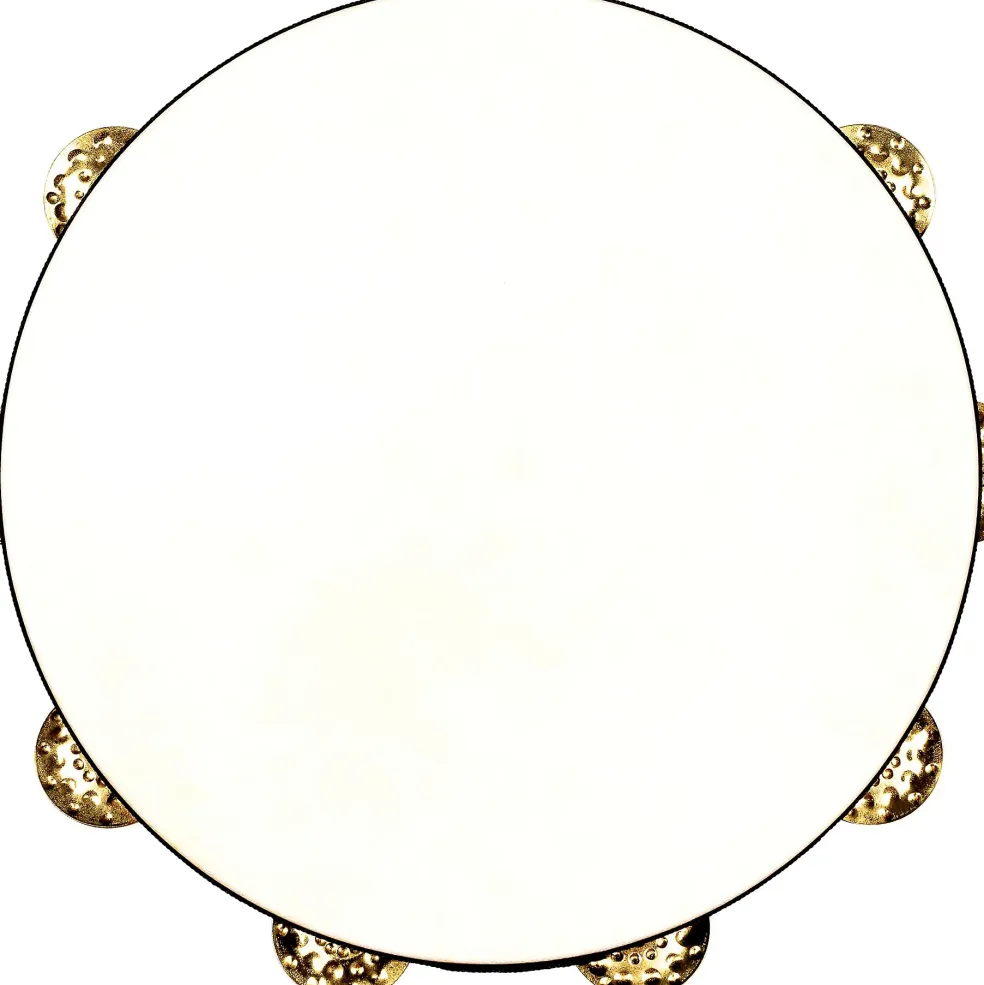 MEINL Vintage Goat-Skin Wood Tambourine One Row Brass Jingles Walnut Brown 10 in.