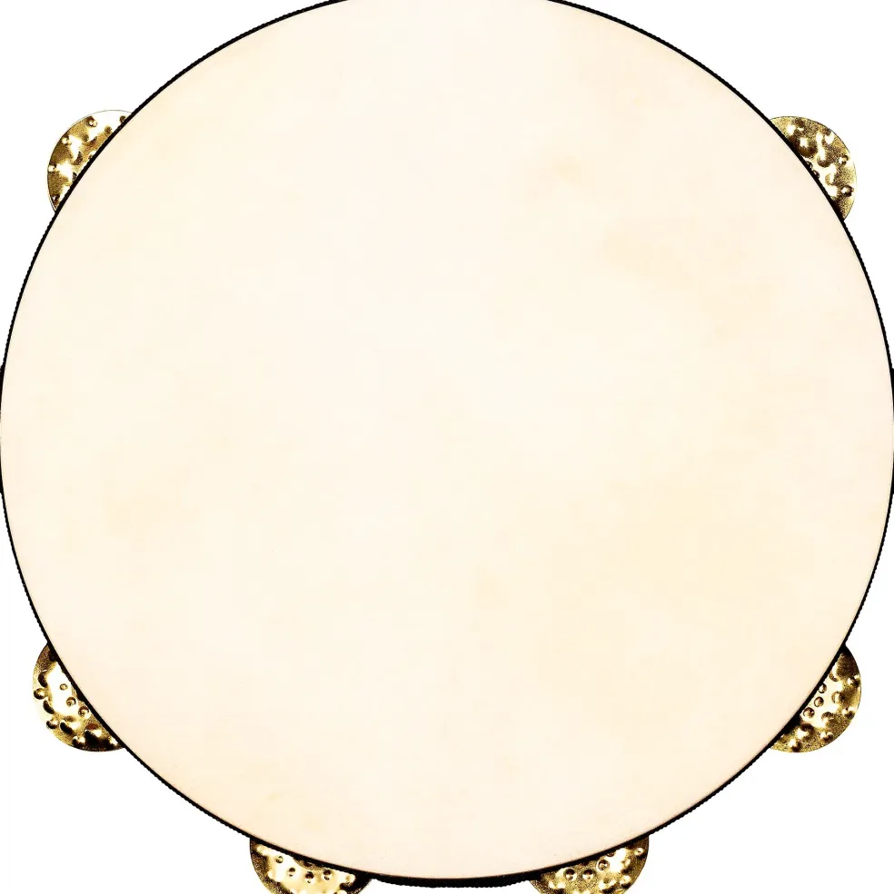 MEINL Vintage Goat-Skin Wood Tambourine Two Rows Brass Jingles Walnut Brown 10 in.