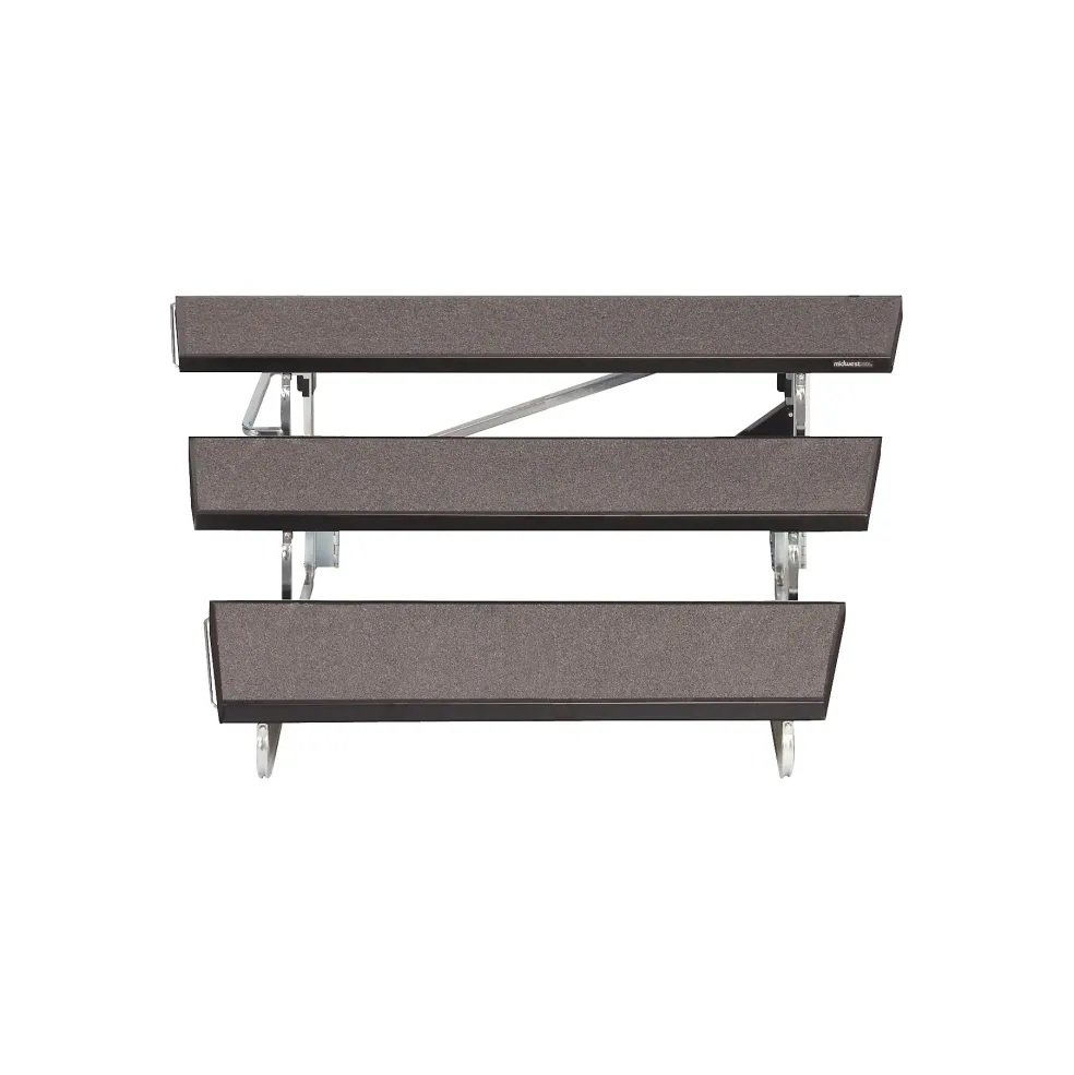 Midwest Folding Products 3x8 Single Height Portable Stage & Seated Riser 8 in. High, Pewter Gray Carpet