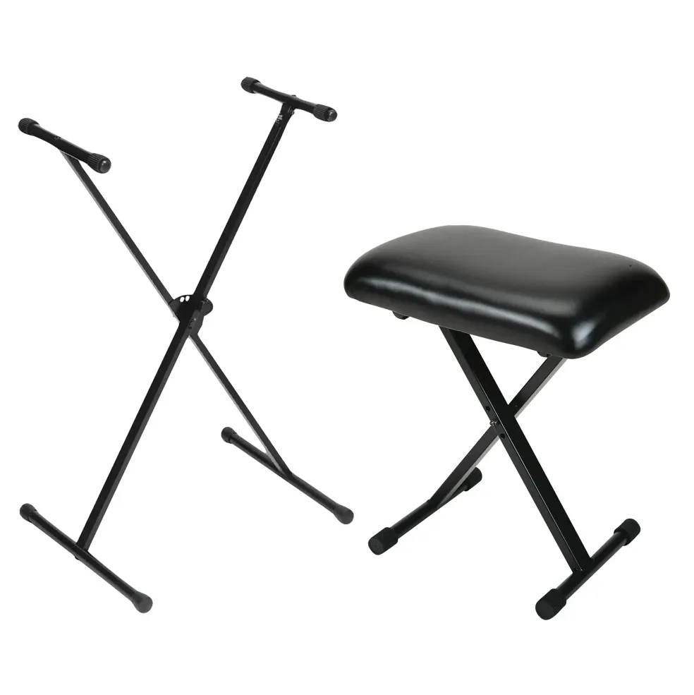 Musician's Gear Padded Keyboard Bench With Single-Braced Stand Combo