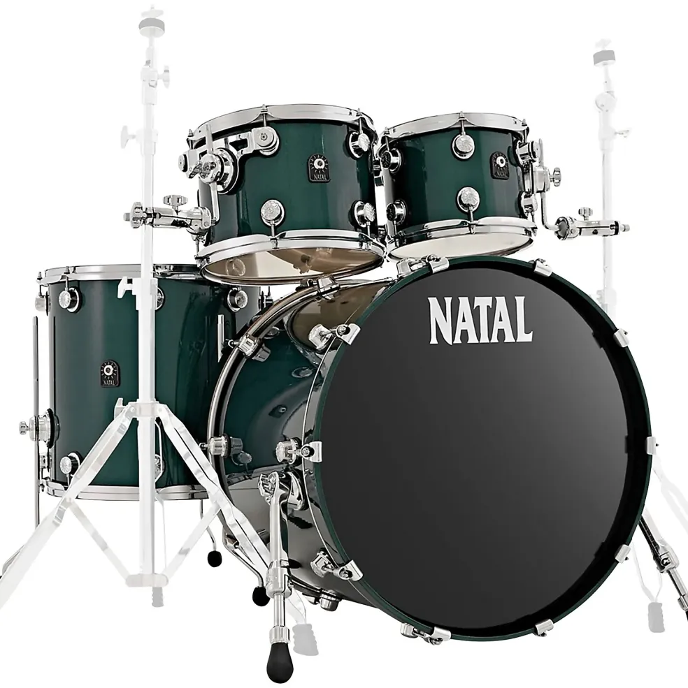 Natal Drums Cafe Racer US Fusion 22 4-Piece Shell Pack With 22" Bass Drum British Racing Green Sparkle