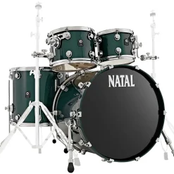 Natal Drums Cafe Racer US Fusion 22 4-Piece Shell Pack With 22" Bass Drum British Racing Green Sparkle