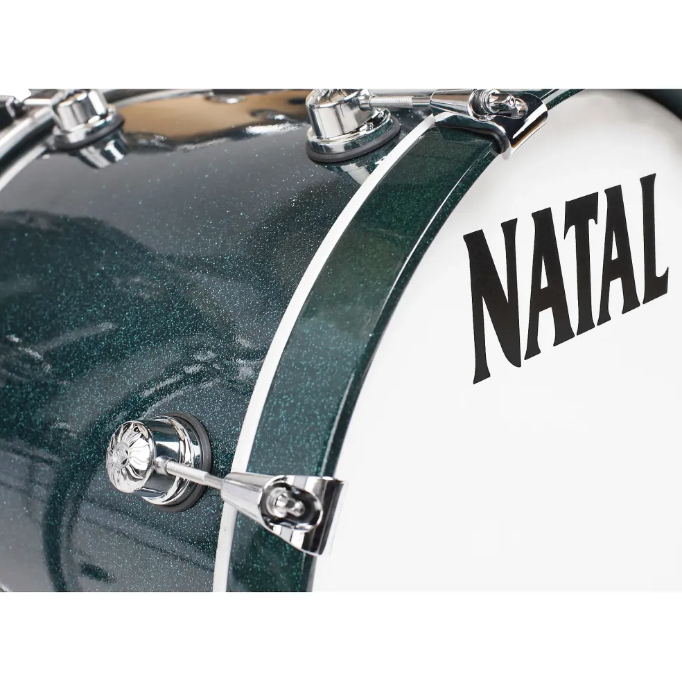 Natal Drums Cafe Racer US Fusion 22 4-Piece Shell Pack With 22" Bass Drum British Racing Green Sparkle