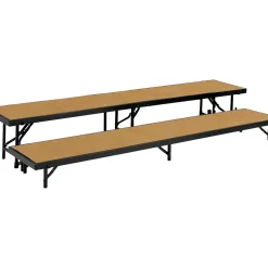 National Public Seating 2 Level Straight Standing Choral Riser (18"x96") Hardwood Floor