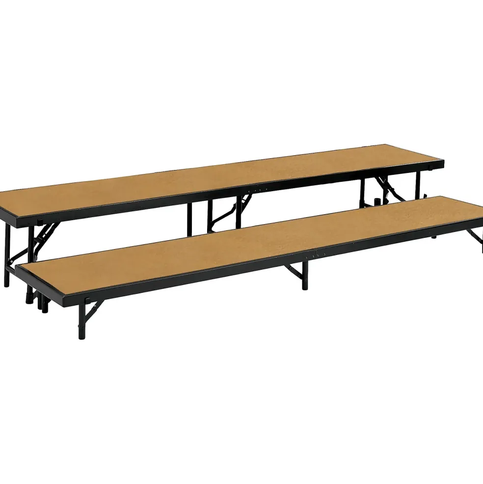 National Public Seating 2 Level Straight Standing Choral Riser (18"x96") Hardwood Floor