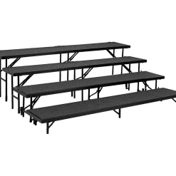 National Public Seating 4 Level Straight Standing Choral Riser (18"x96" Platform) Grey Carpet