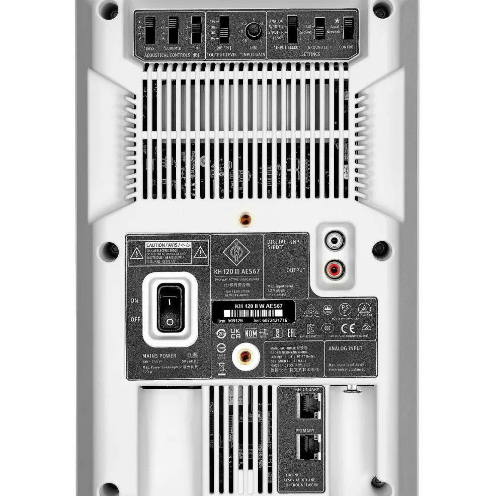 Neumann KH 120 II AES67 Two-Way, DSP-Powered Nearfield Monitor (Each), White