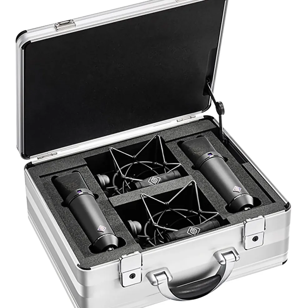 Neumann U 87 Ai Large-Diaphragm Condenser Microphone, Stereo Set Matte Black