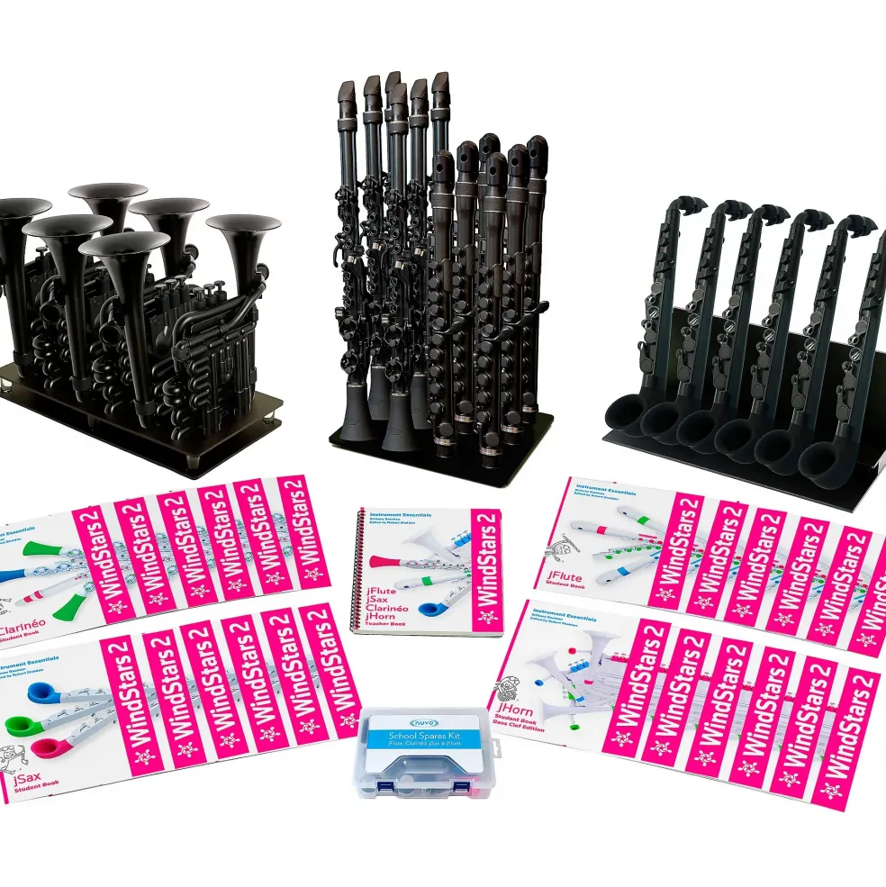 Nuvo WindStars 2 24-Piece Set - jSax, jFlute, jHorn, and Clarineo (6 Each), Includes Instruction Books, Display Stands and Spare Parts