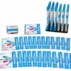 Nuvo WindStars 1 24-Piece Set - Dood & Toot White/Blue (12 Each) With Instruction Books, Display Stand, and Spare Parts