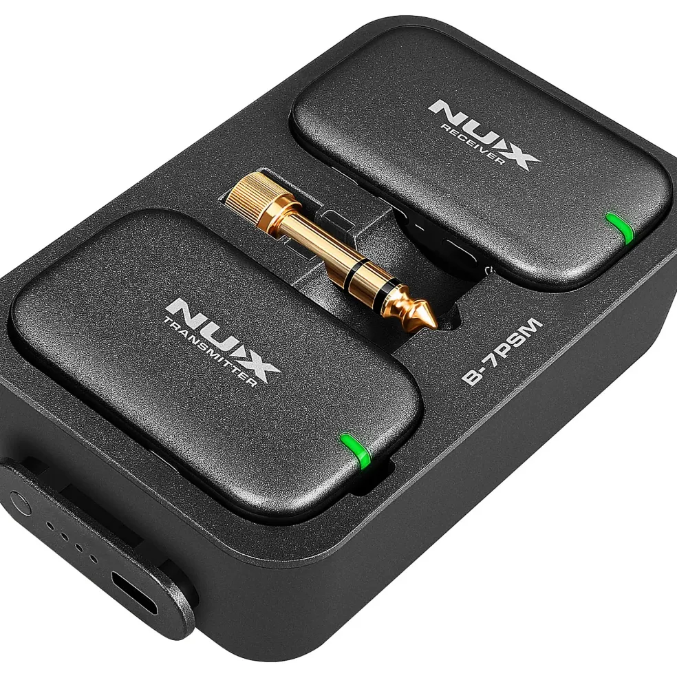 NUX B-7PSM 5.8 GHz Wireless in-Ear Monitoring System, Charging Case Included, Stereo Audio transmitter Black