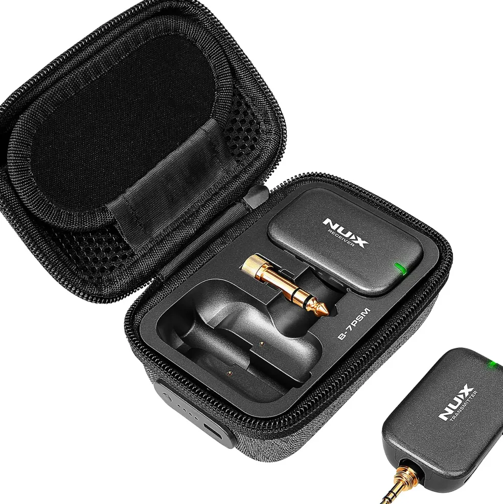 NUX B-7PSM 5.8 GHz Wireless in-Ear Monitoring System, Charging Case Included, Stereo Audio transmitter Black