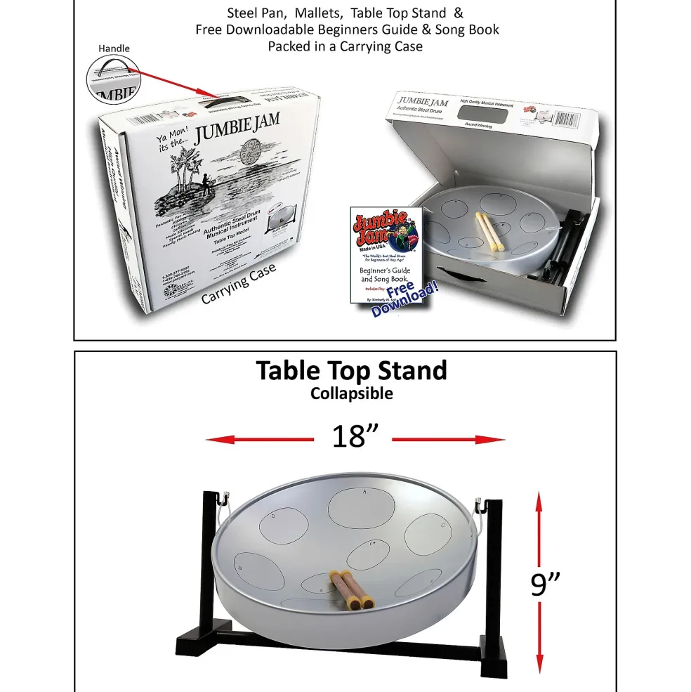 Panyard Jumbie Jam Steel Drum Kit With Tube Floor Stand Silver