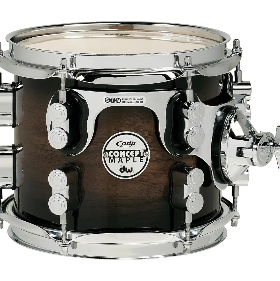 PDP by DW Concept Exotic Series Walnut to Charcoal Burst, Suspended Tom 8 x 7 in.