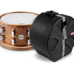 PDP by DW Limited-Edition Dark Stain Walnut and Maple Snare With Walnut Hoops and Chrome Hardware and SKB Case