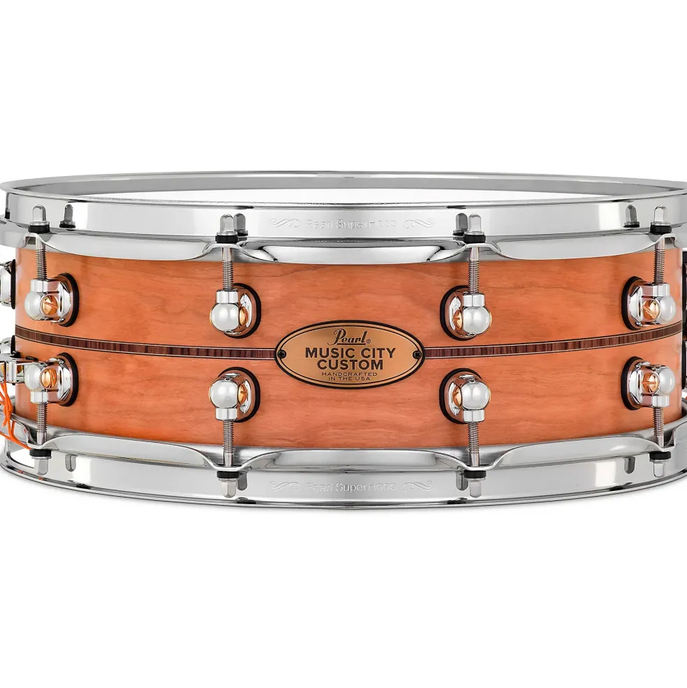 Pearl Music City Custom Solid Shell Snare Cherry with Kingwood Center Inlay 14 x 5 in.
