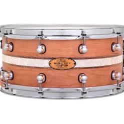Pearl Music City Custom Solid Shell Snare Cherry with DuoBand Ebony Marine Inlay 14 x 6.5 in.