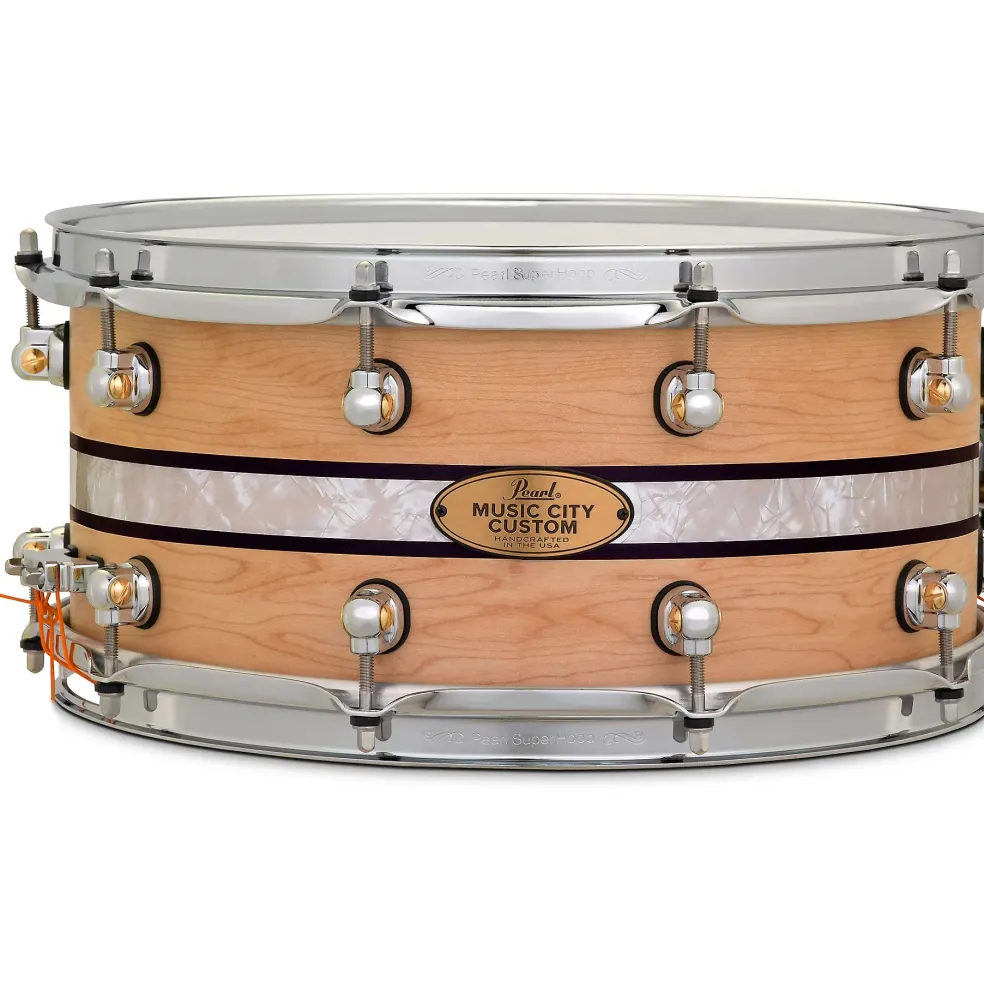 Pearl Music City Custom Solid Shell Snare Maple with DuoBand Ebony Marine Inlay 14 x 6.5 in.