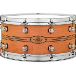 Pearl Music City Custom Solid Shell Snare Cherry with Boxwood-Rose TriBand Inlay 14 x 6.5 in.