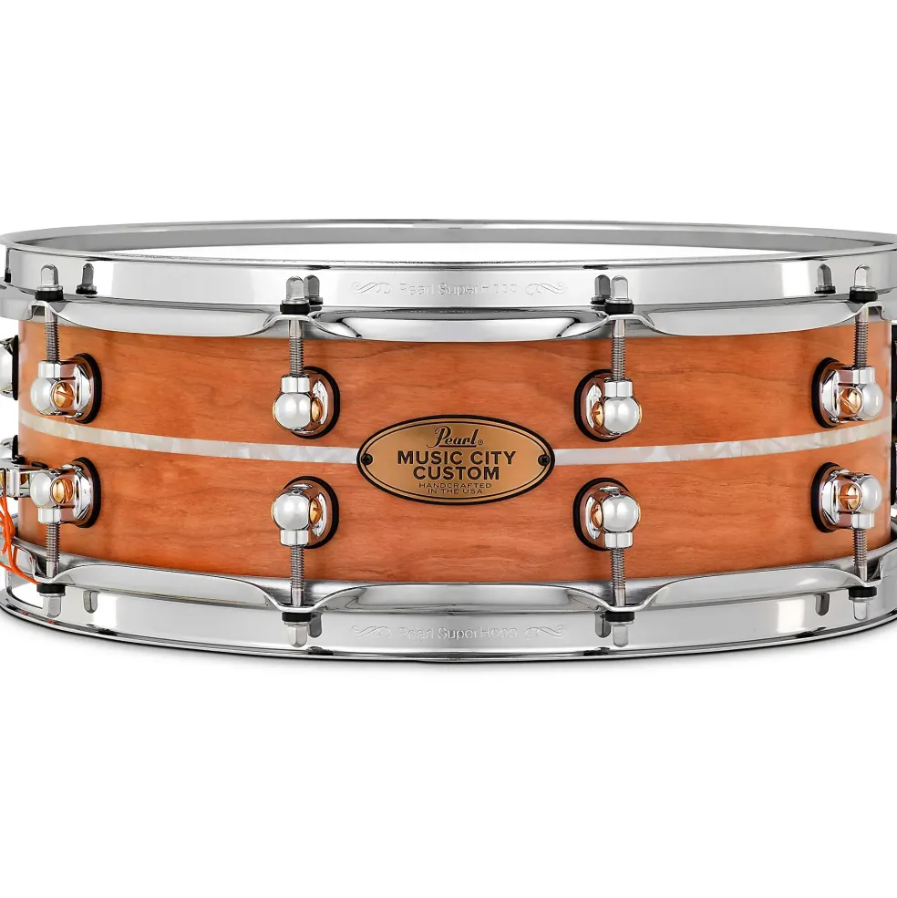 Pearl Music City Custom Solid Shell Snare Cherry with Nicotine Marine Inlay 14 x 5 in.