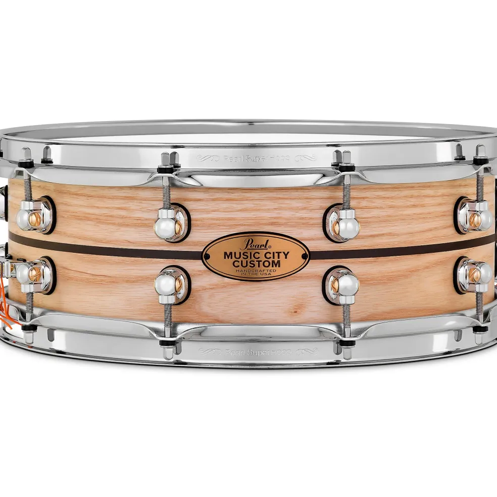 Pearl Music City Custom Solid Shell Snare Ash with Ebony Inlay 14 x 5 in.