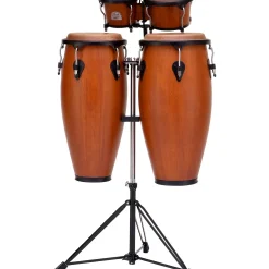 Pearl Primero Conga and Bongo Set With Stand in Mahogany Satin Stain