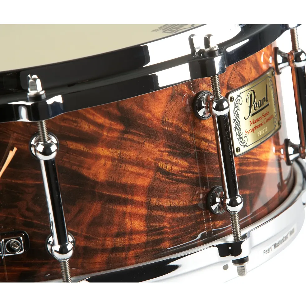 Pearl Symphonic Maple Snare Drum with Multi-Timbre Strainer Artisan II Natural Feathered Walnut (#468) 14x5.5