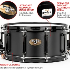 Pearl Ultracast 5/3/5mm Cast Aluminum Snare Drum 14 x 6.5 in. Black