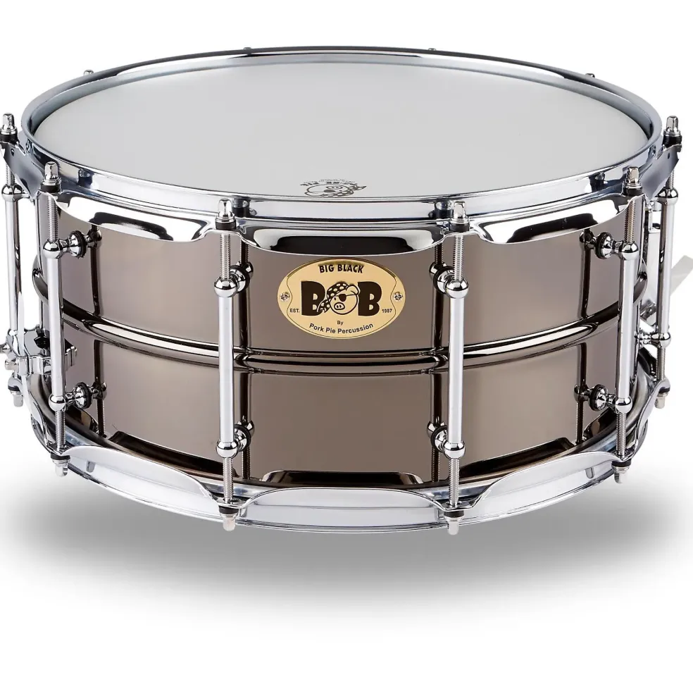 Pork Pie Big Black Brass Snare Drum With Tube Lugs and Chrome Hardware Black 14 x 6.5 in.
