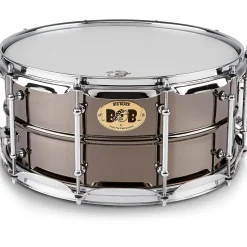 Pork Pie Big Black Brass Snare Drum With Tube Lugs and Chrome Hardware With Protection Racket Case
