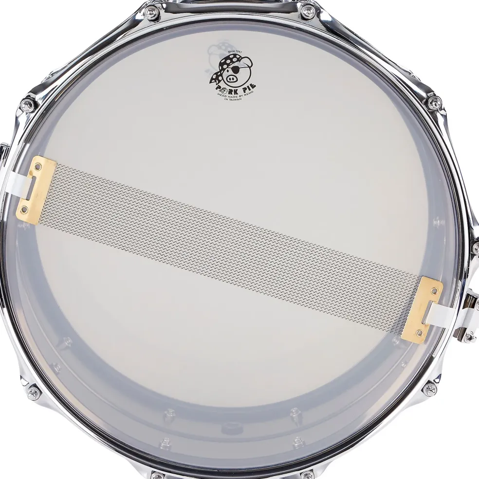 Pork Pie Big Black Brass Snare Drum With Tube Lugs and Chrome Hardware With Protection Racket Case