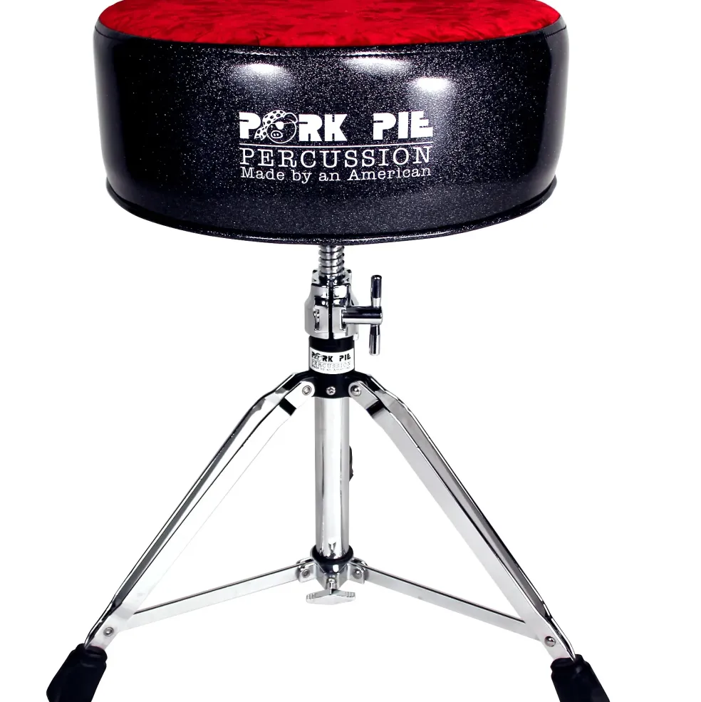 Pork Pie Round Drum Throne Black Sparkle with Red Crush Top