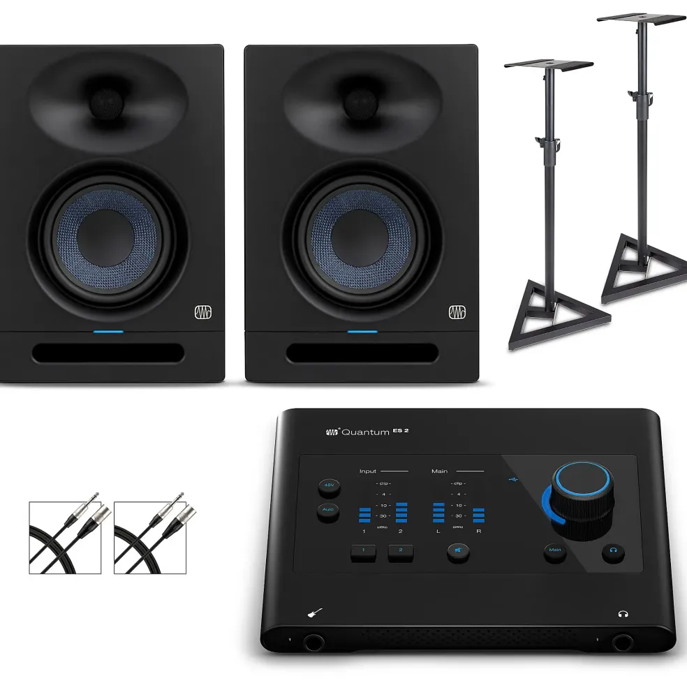 PreSonus Quantum ES2 Audio Interface with Eris 2nd Gen Studio Monitor Pair (Cables & Stands Included) STUDIO5