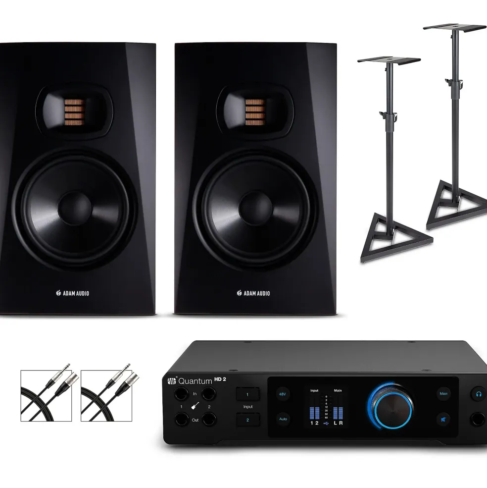 PreSonus Quantum HD2 Audio Interface with Adam Audio T Series Studio Monitor Pair (Cables & Stands Included) T7