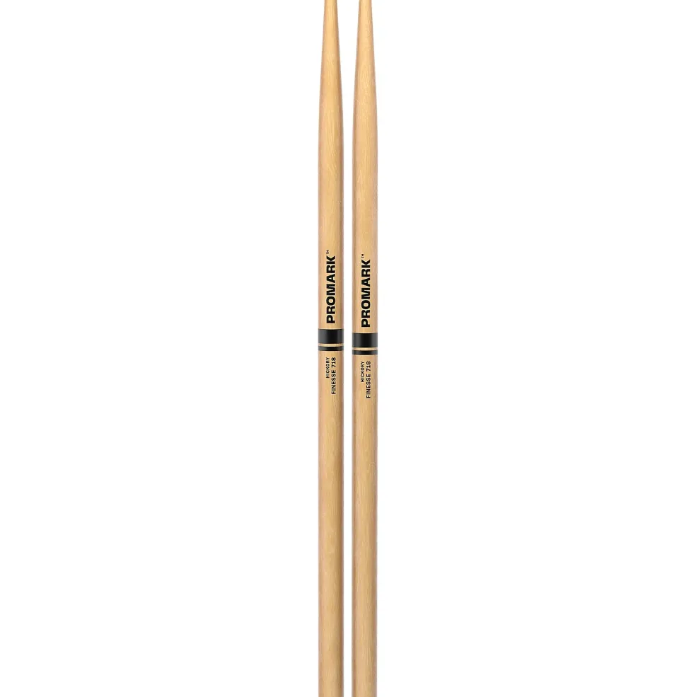 Promark Finesse 718 Hickory Small Round Wood Tip Drum Sticks Wood