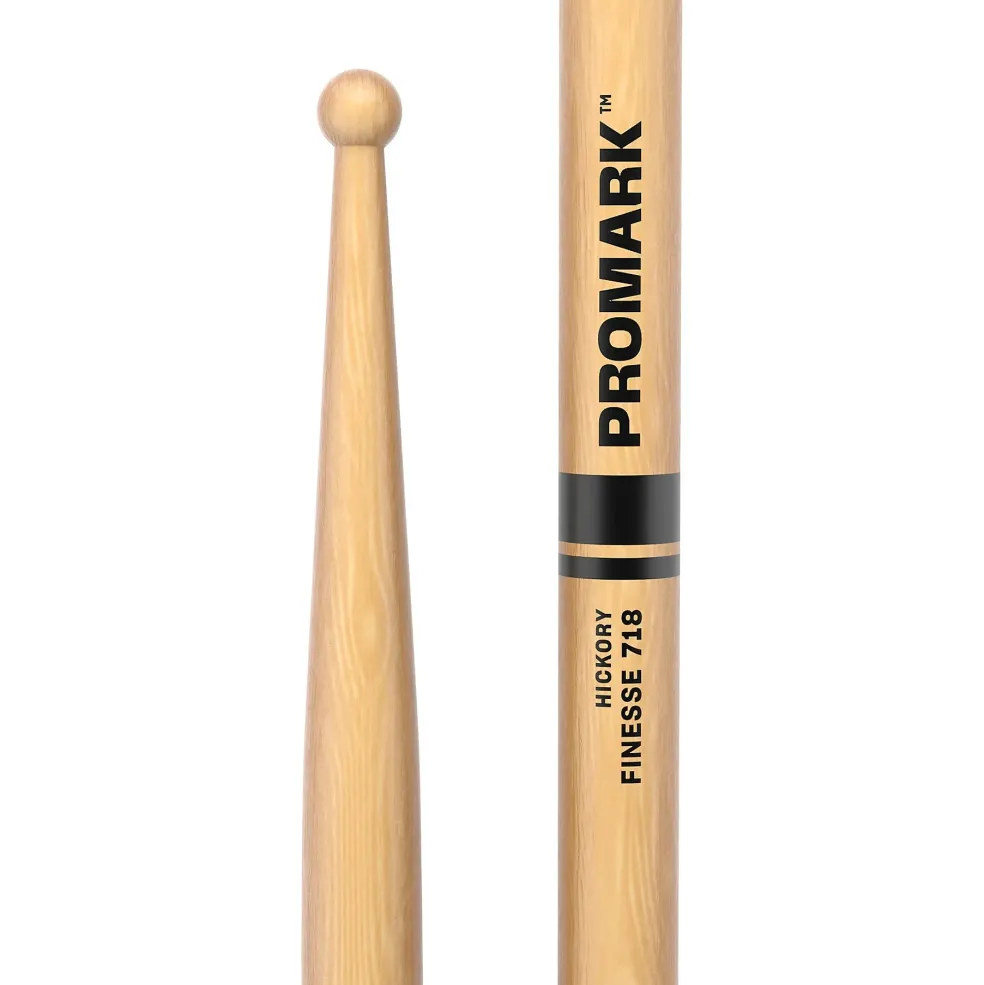Promark Finesse 718 Hickory Small Round Wood Tip Drum Sticks Wood