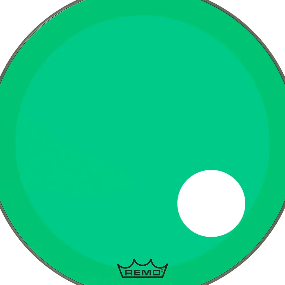 Remo Powerstroke P3 Colortone Green Resonant Bass Drum Head With 5" Offset Hole 22 in.