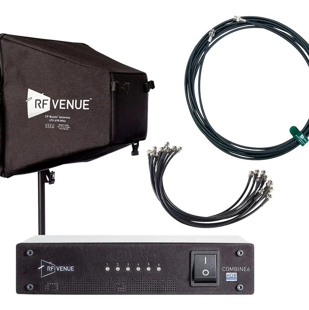 RF Venue COMBINE6HDR With CP Beam Antenna & Cable Black