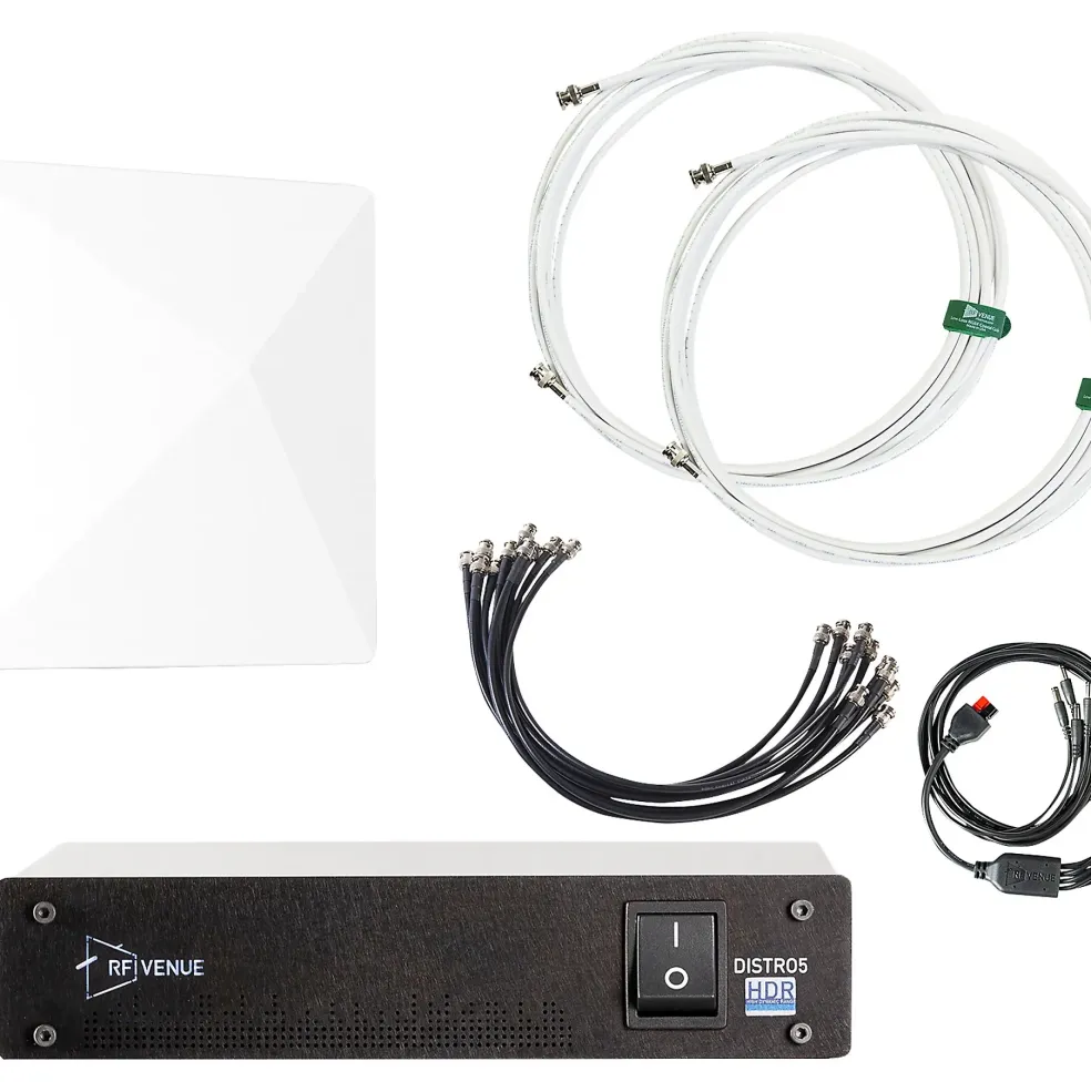 RF Venue DISTRO5HDR With D-ARC Antenna & Cables Black and White