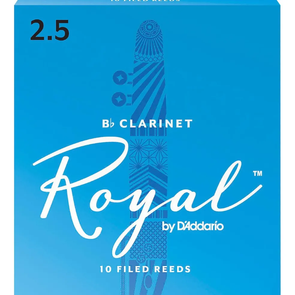 Rico Royal Bb Clarinet Reeds, Box of 10 Strength 2.5