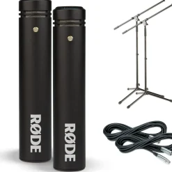 RODE M5 Compact 1/2" Condenser Microphone Matched Pair Cable and Stand Drum Overhead Package