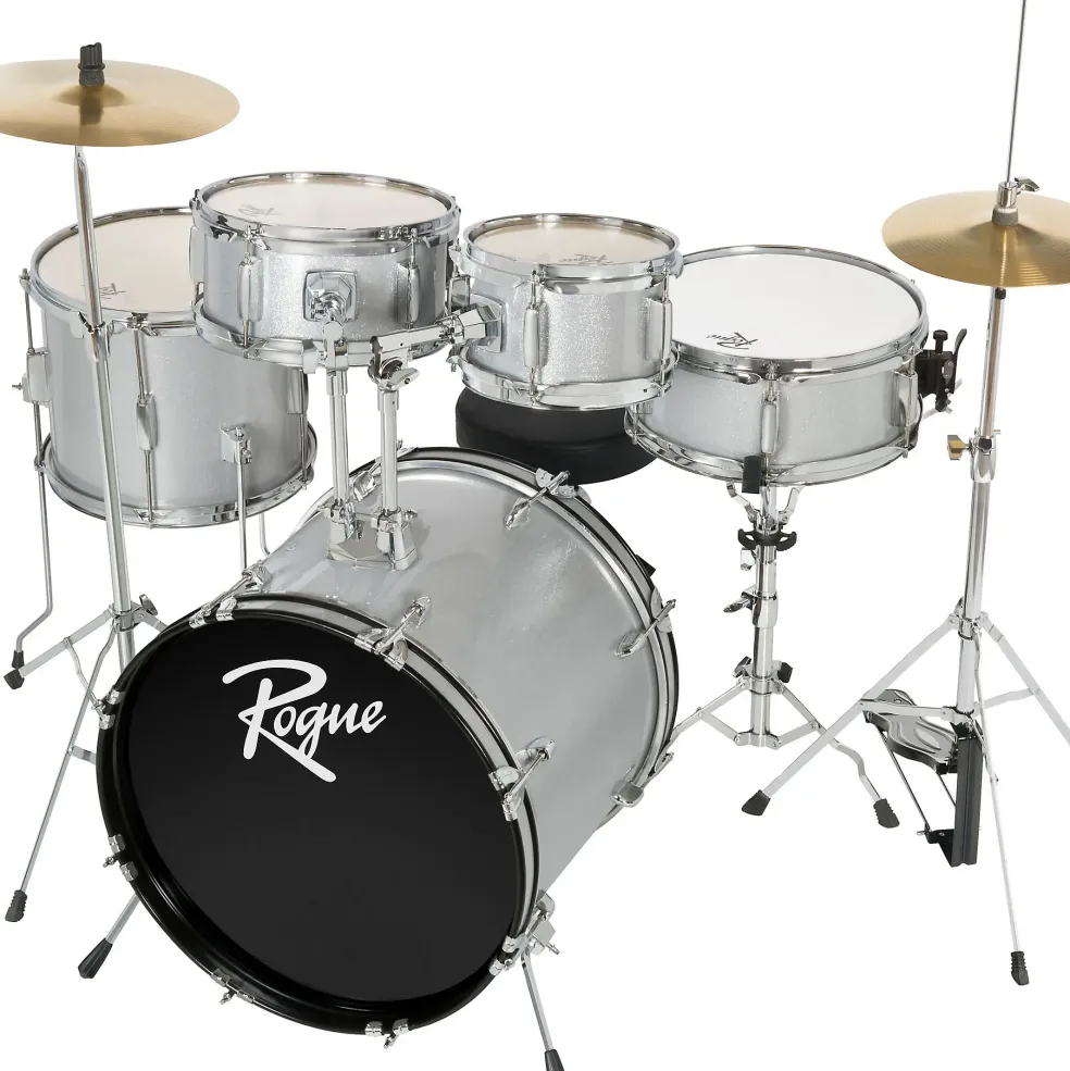 Rogue Junior Kicker 5-Piece Drum Set Metallic Silver