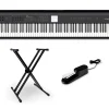 Roland FP-E50 Digital Piano With Double-Brace X-Stand and Sustain Pedal Black