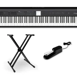 Roland FP-E50 Digital Piano With Double-Brace X-Stand and Sustain Pedal Black
