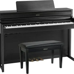 Roland HP704 Digital Upright Piano With Bench Charcoal Black