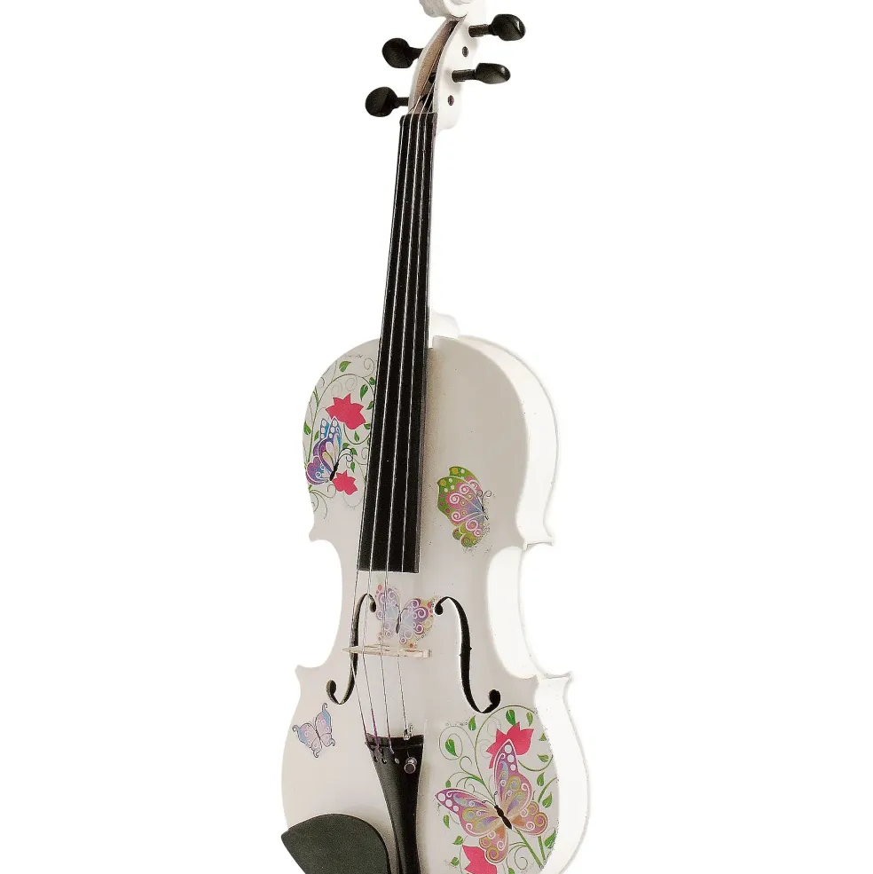Rozanna's Violins Butterfly Dream White Glitter Series Violin Outfit 4/4
