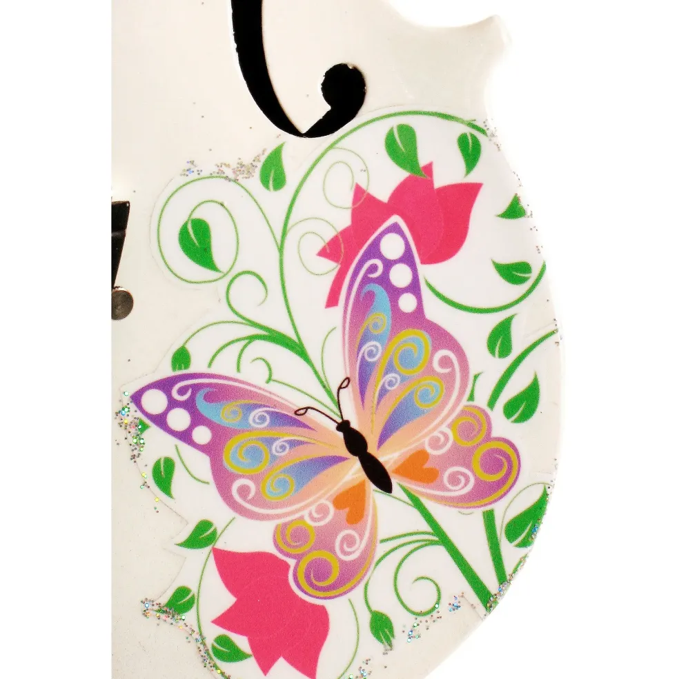 Rozanna's Violins Butterfly Dream White Glitter Series Violin Outfit 4/4
