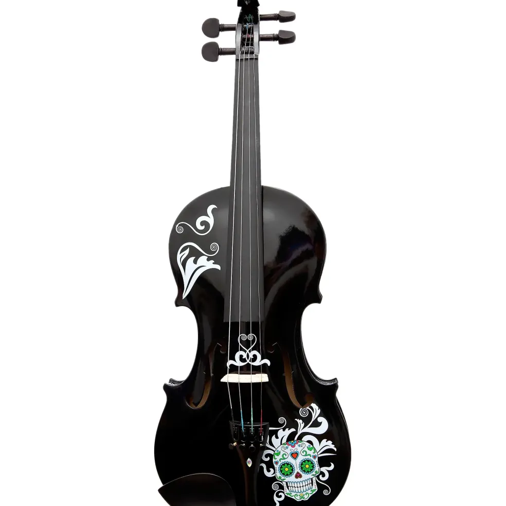 Rozanna's Violins Mariachi Black Sugar Skull Series Violin Outfit 3/4